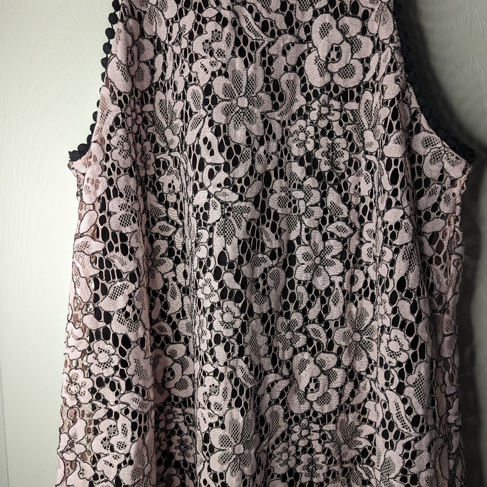 Altar'd State black Mini dress with pink lace overlay sleeveless size small - Picture 5 of 9